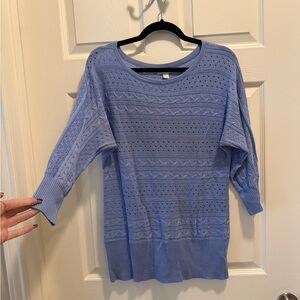 NY&C Women's Blue Light Spring Cable Knit Sweater
